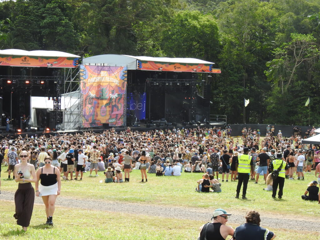 Crowd and security at the Big Pineapple Festival